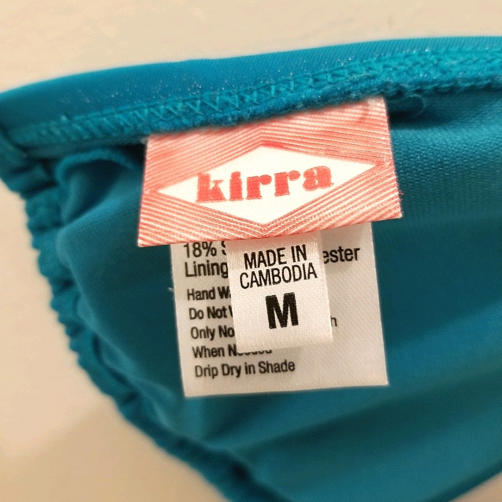 KIRRA Metallic Ocean Blue Marina Sliding Triangle Bikini Top Sz M - Picture 4 of 8